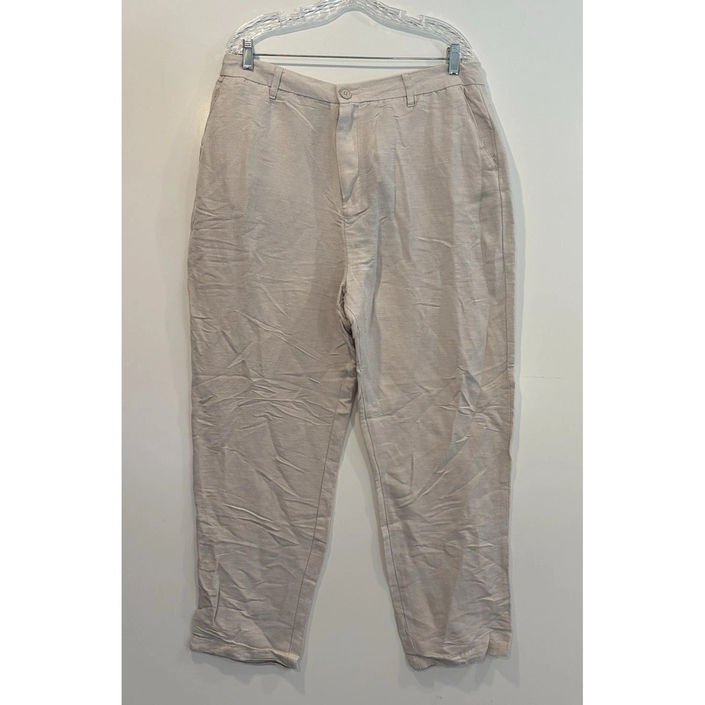 Magaschoni Man European Linen Blend Trousers Beige Straight Leg Mens Size 36 NEW